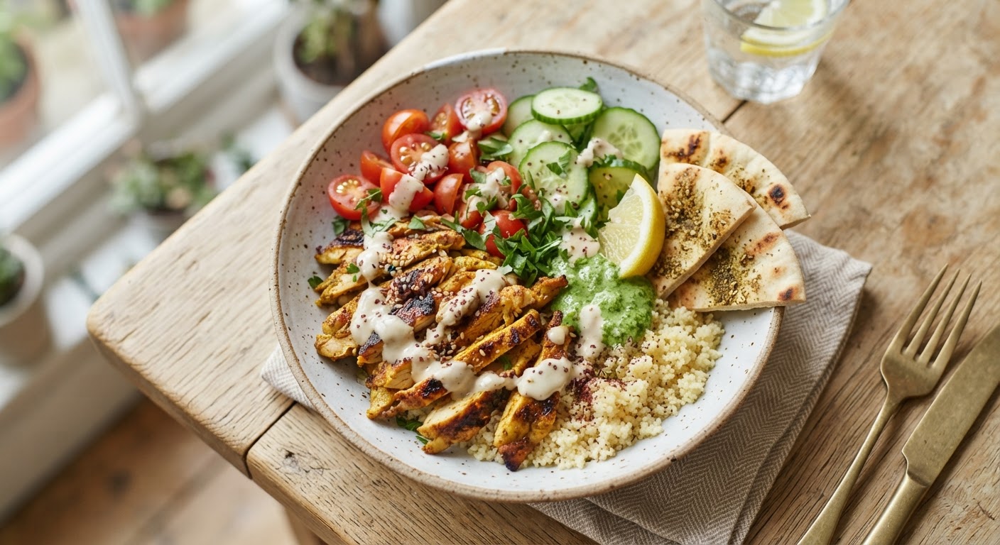 Plated Speedy Chicken Shawarma Bowl