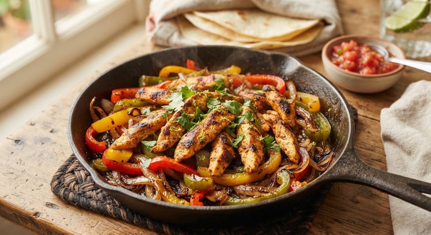 Plated Classic Chicken Fajitas
