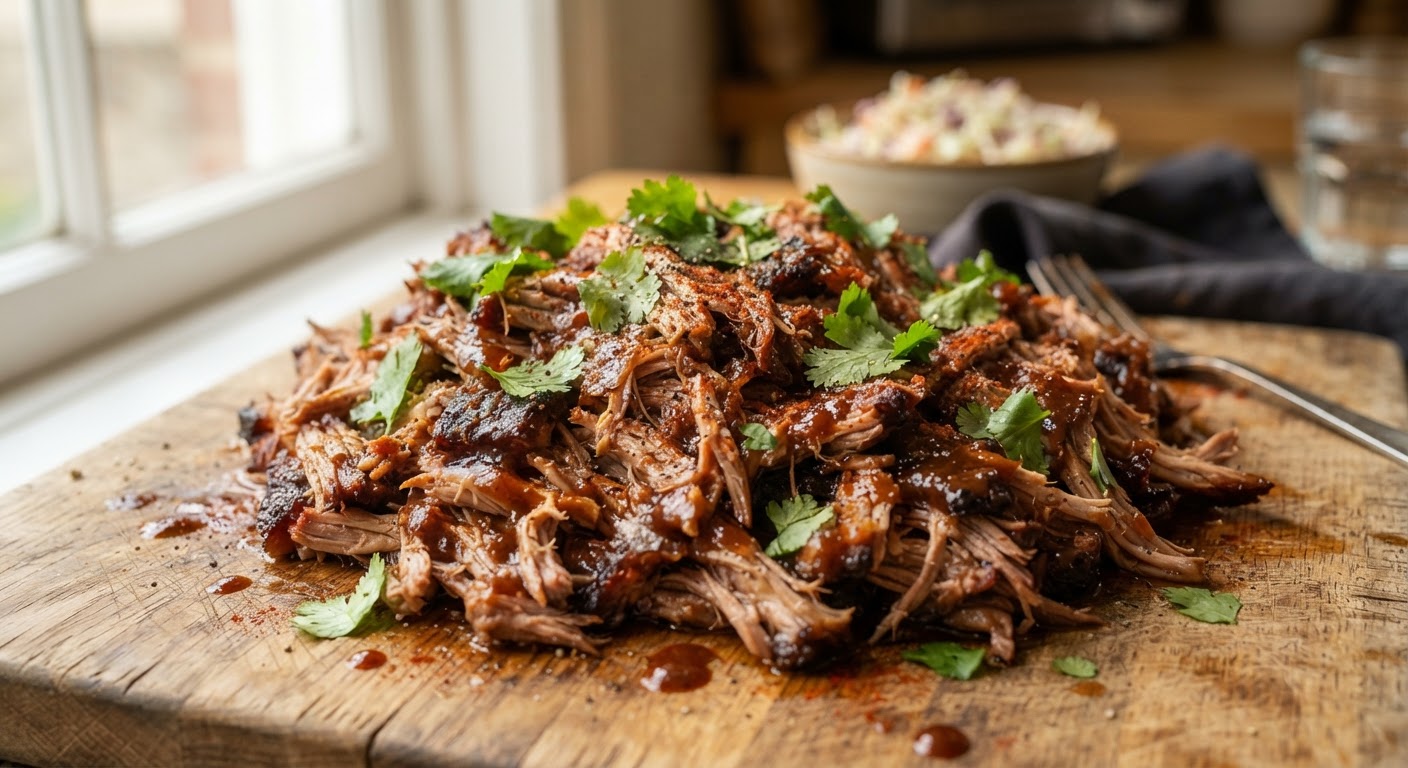 Plated Classic Slow-Cooked Pulled Pork